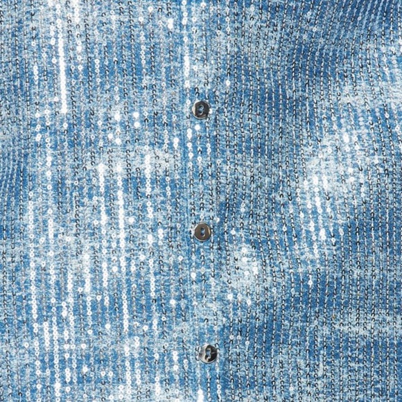 Denim Sequin Blouse - Picture 6 of 7